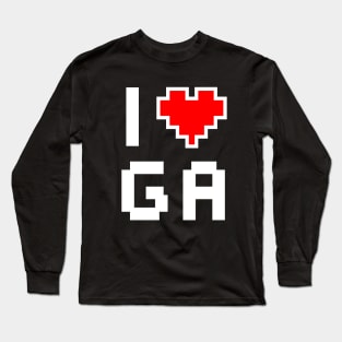 I Love GA - Pixel heart for Georgia gamer Long Sleeve T-Shirt